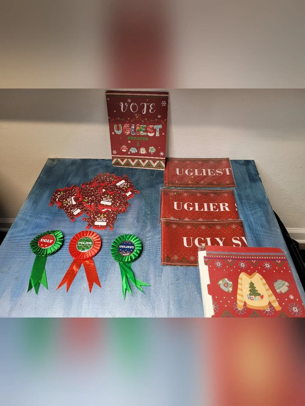Ugly Christmas Sweater Party Ribbons And Voters Box